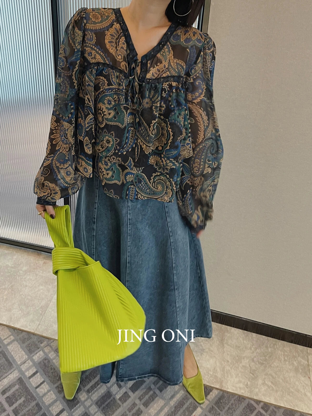 Shirts Blouses Spring Chiffon Tops Floral Y2K 2024 Women Clothing Korean Style Vintage Fashion Elegant Long Sleeve Luxury New
