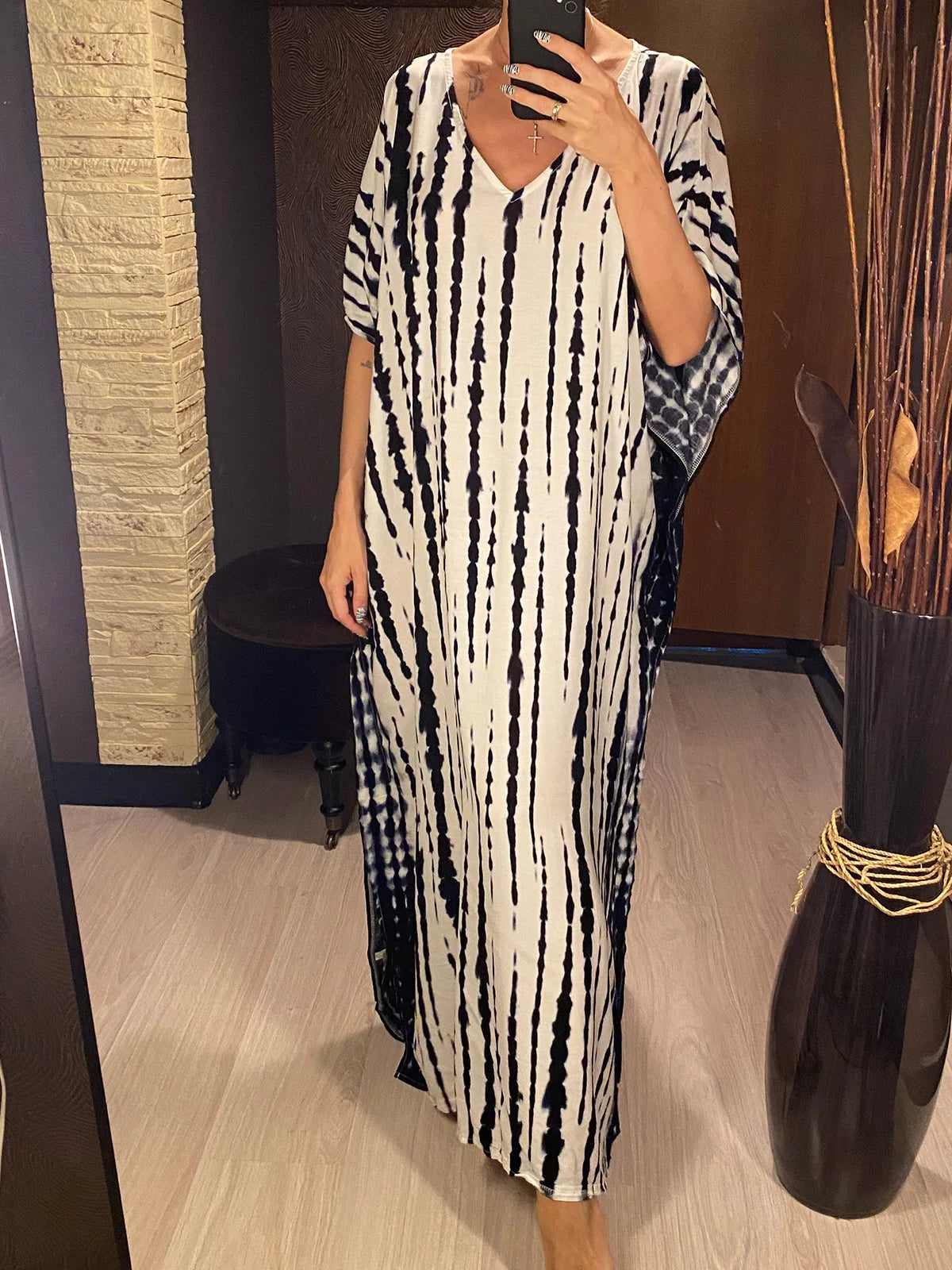 Bohemian Striped Women's Dress, Boho Dress, Tie dye Beach Cover up