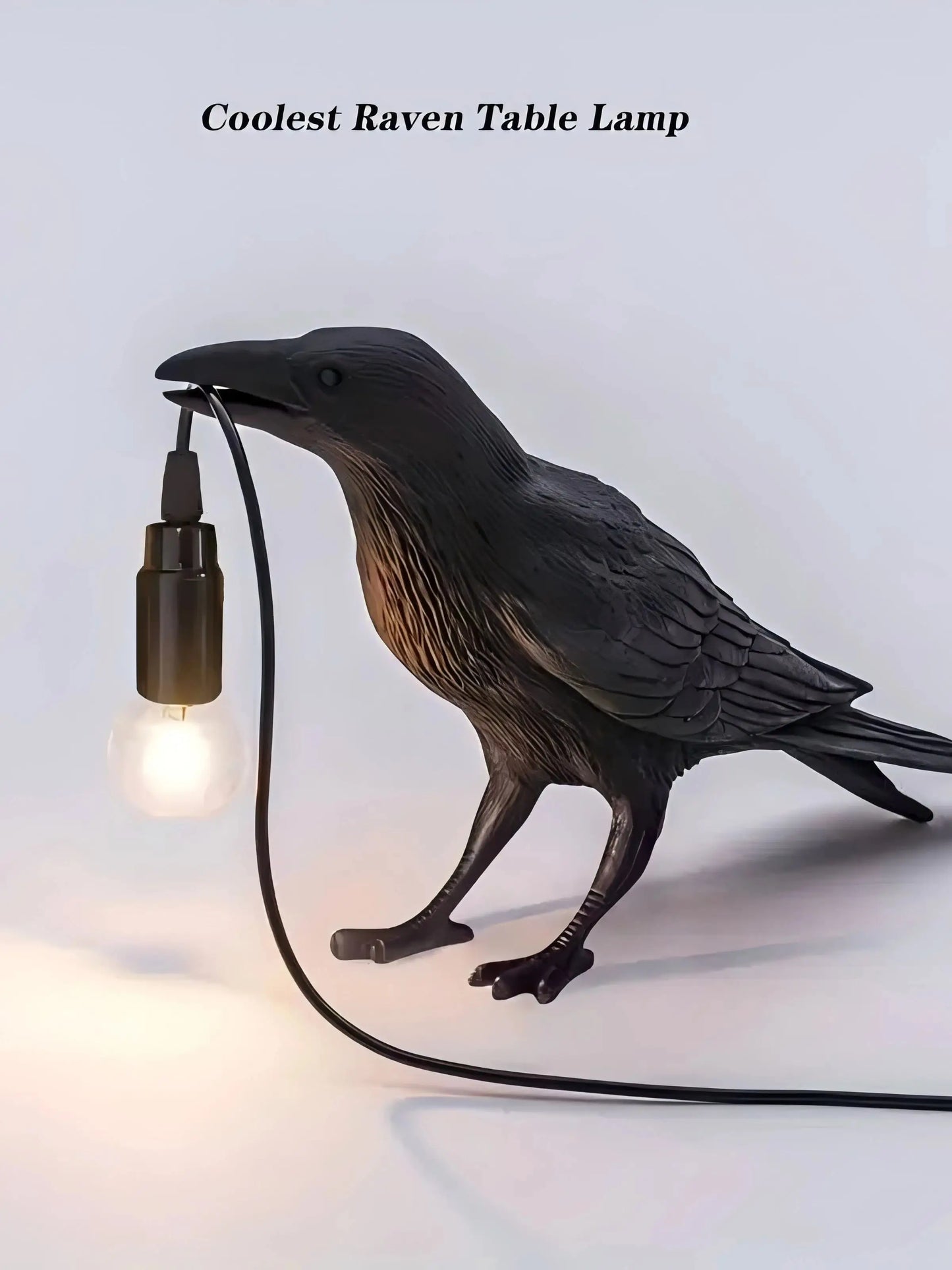 Unique Gothic Crow Lamp, With USB Line for Table Decor and Home Lighting