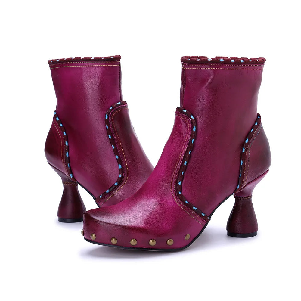 Johnature 2025 Autumn/Winter Handmade Genuine Leather Boots