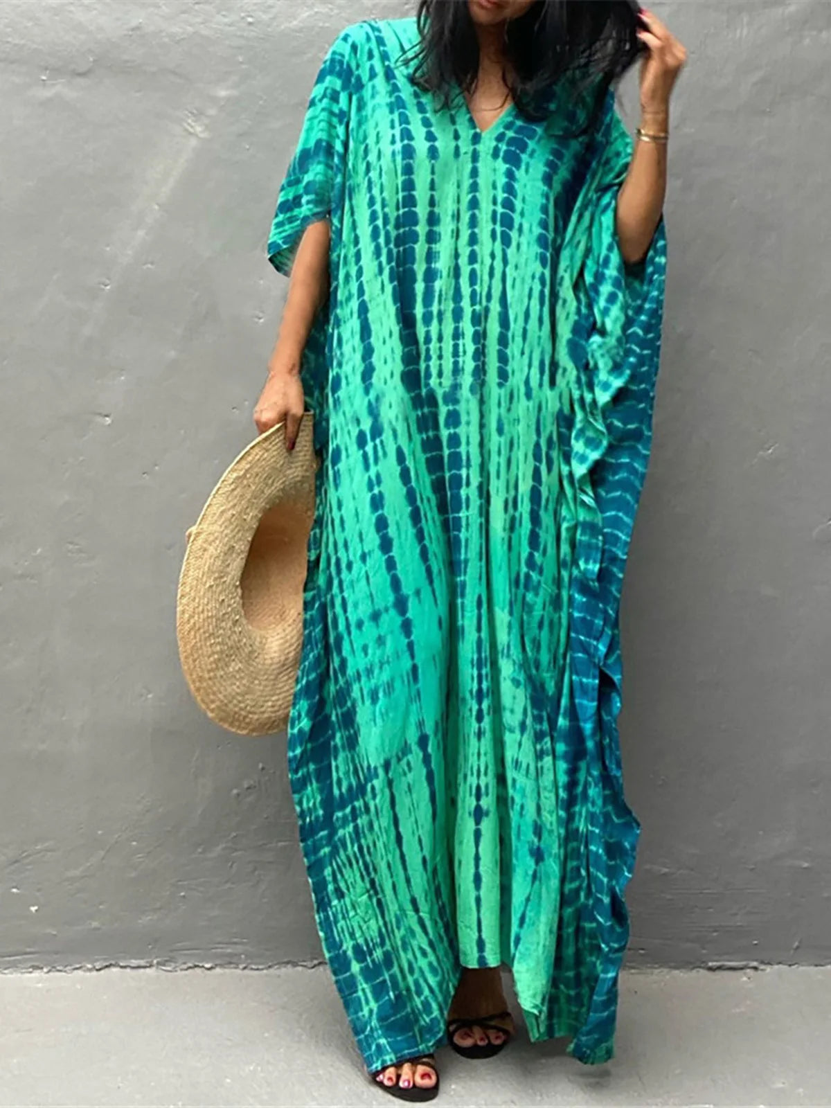 Bohemian Striped Women's Dress, Boho Dress, Tie dye Beach Cover up