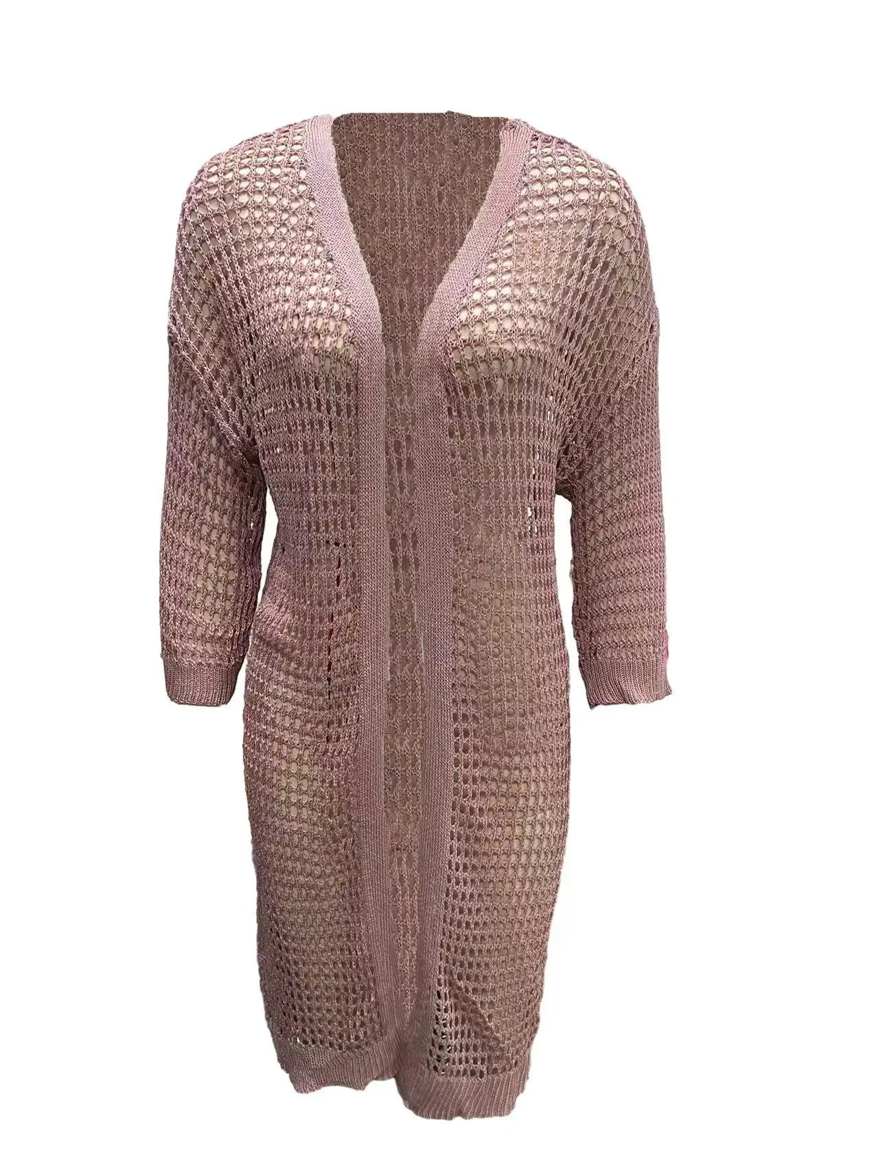 Summer Outer Jacket Knitted Long Cardigan, Sunscreen Clothing for Women Cover up