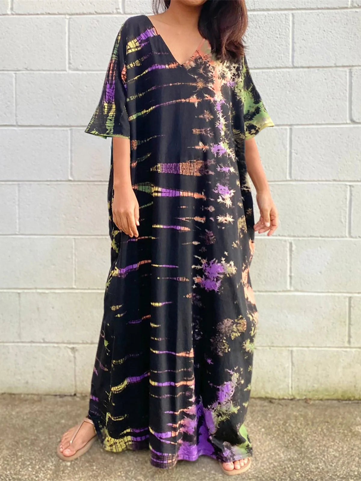 Bohemian Striped Women's Dress, Boho Dress, Tie dye Beach Cover up