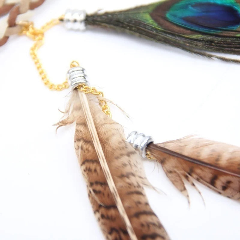 Feather Headband Festival Boho Hairband, Hippy Bohemian Hair Accessories