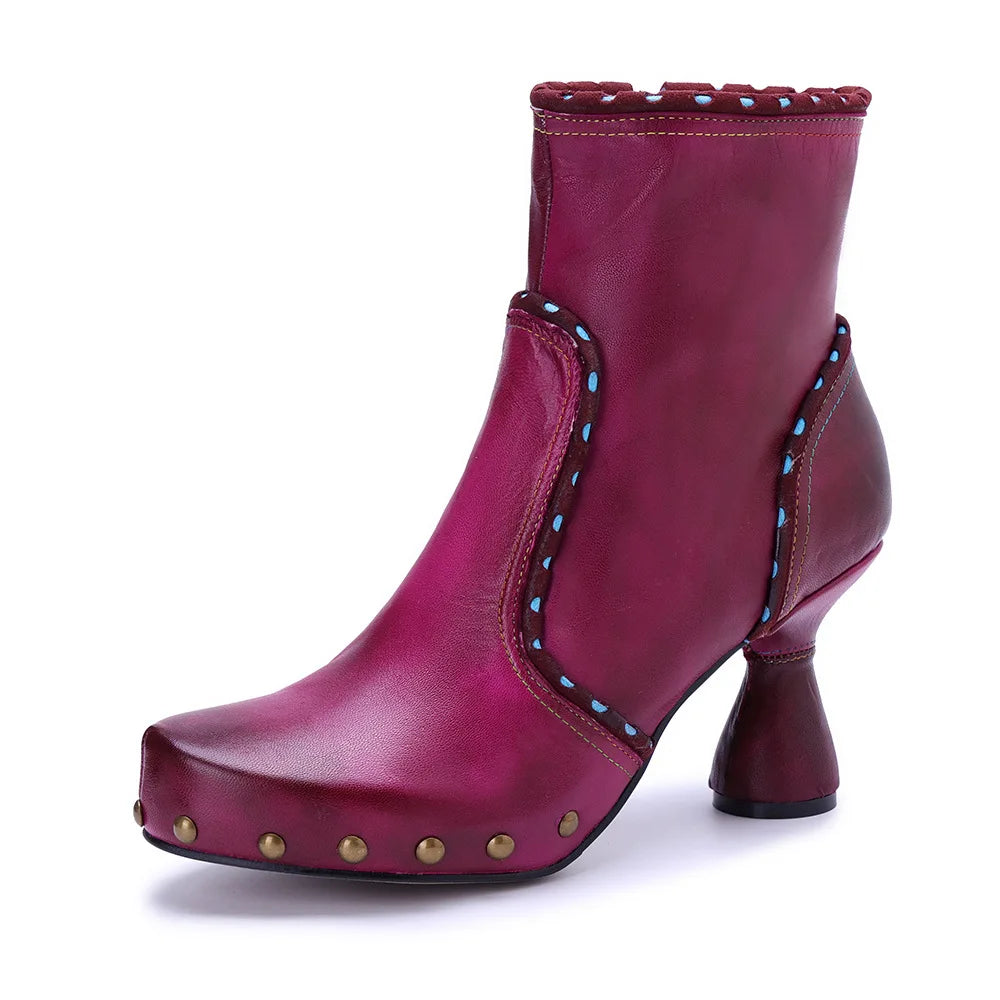 Johnature 2025 Autumn/Winter Handmade Genuine Leather Boots