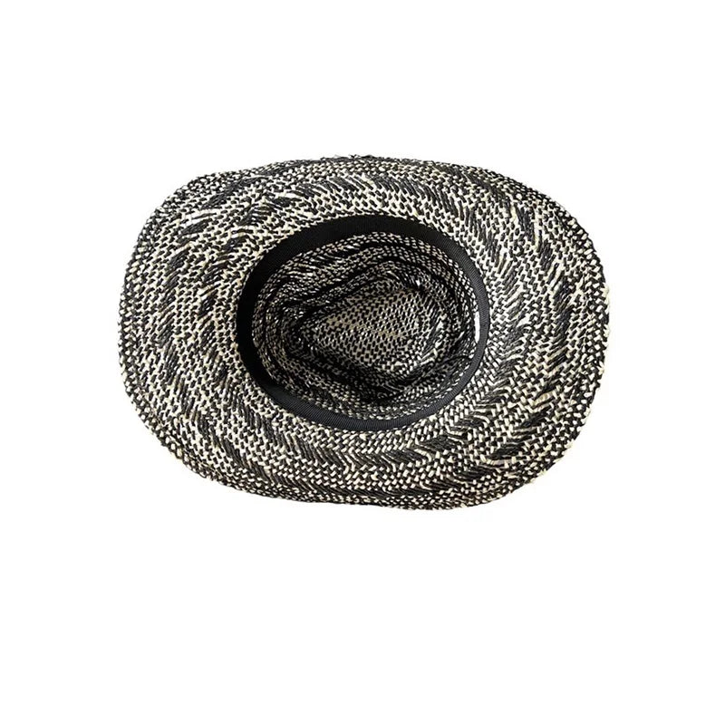 Ethnic Style Western Cowgirl Hat, Curling Brim Straw Beach Hat