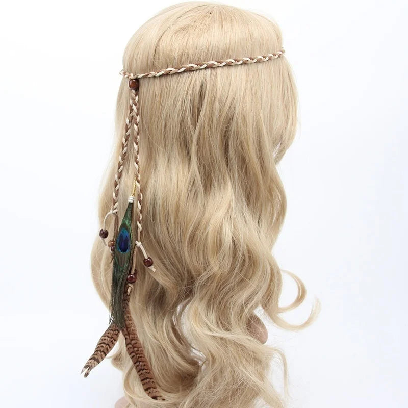 Feather Headband Festival Boho Hairband, Hippy Bohemian Hair Accessories
