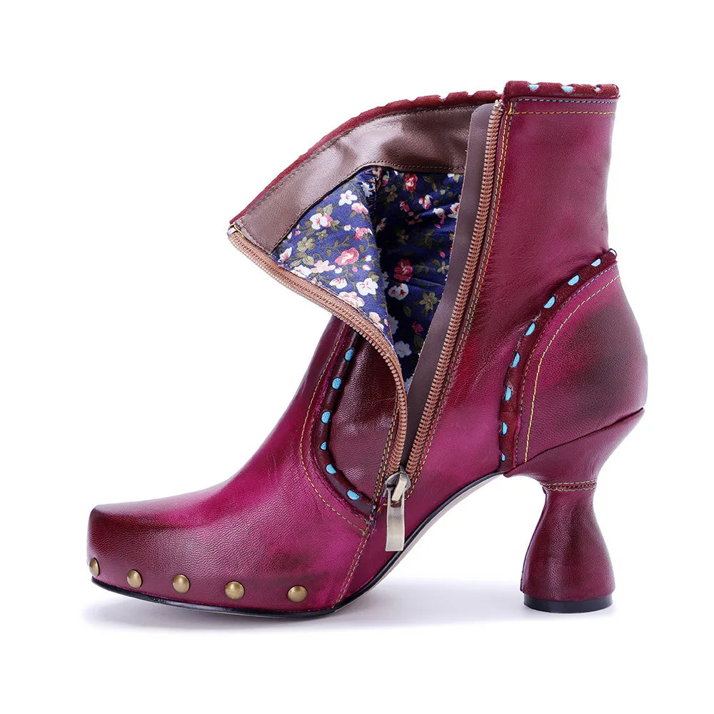 Johnature 2025 Autumn/Winter Handmade Genuine Leather Boots