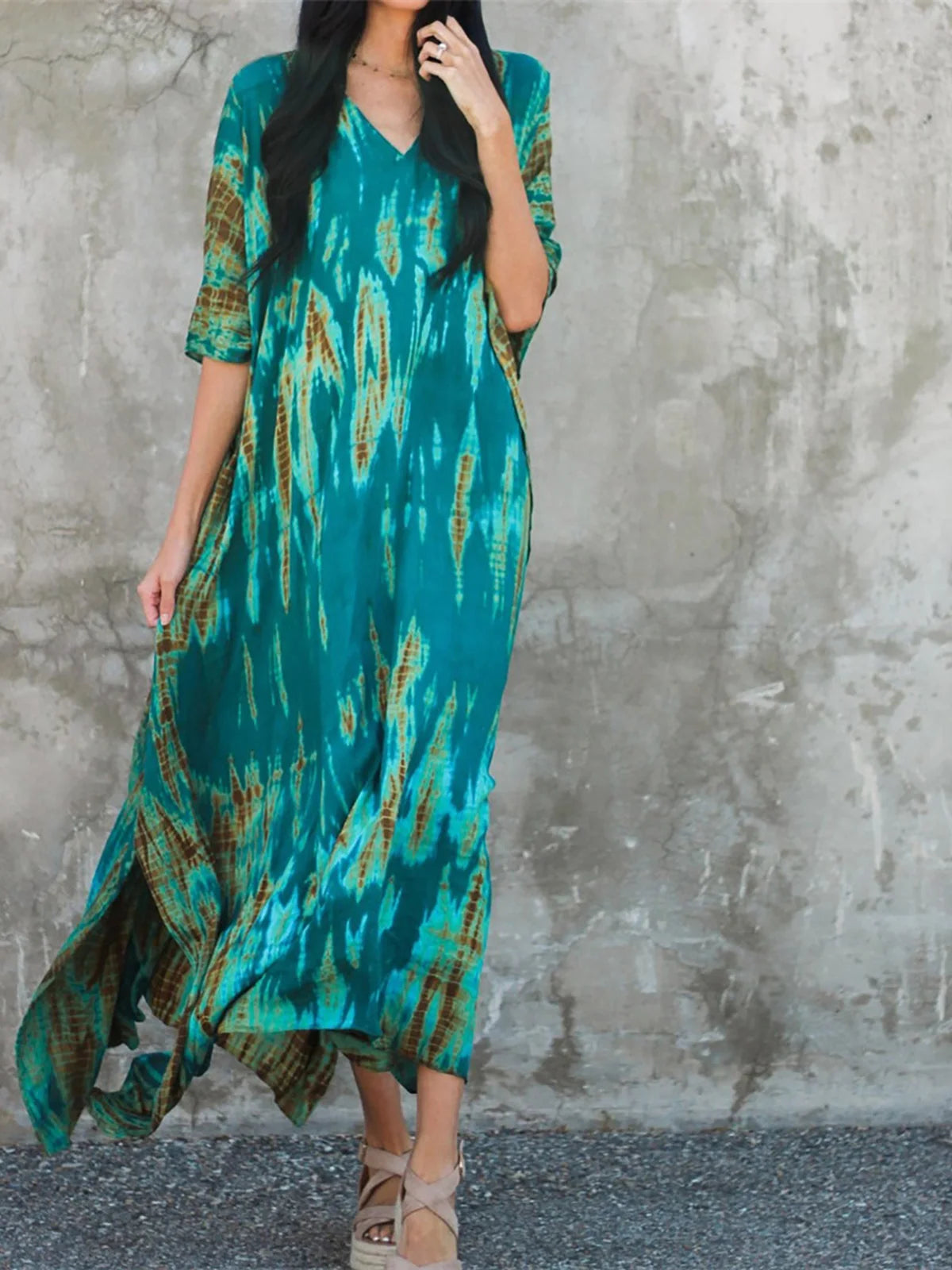 Bohemian Striped Women's Dress, Boho Dress, Tie dye Beach Cover up