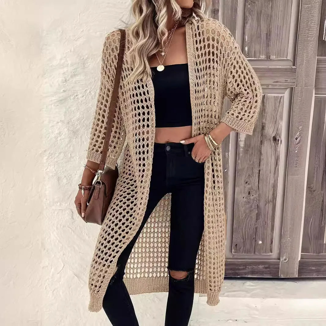 Summer Outer Jacket Knitted Long Cardigan, Sunscreen Clothing for Women Cover up