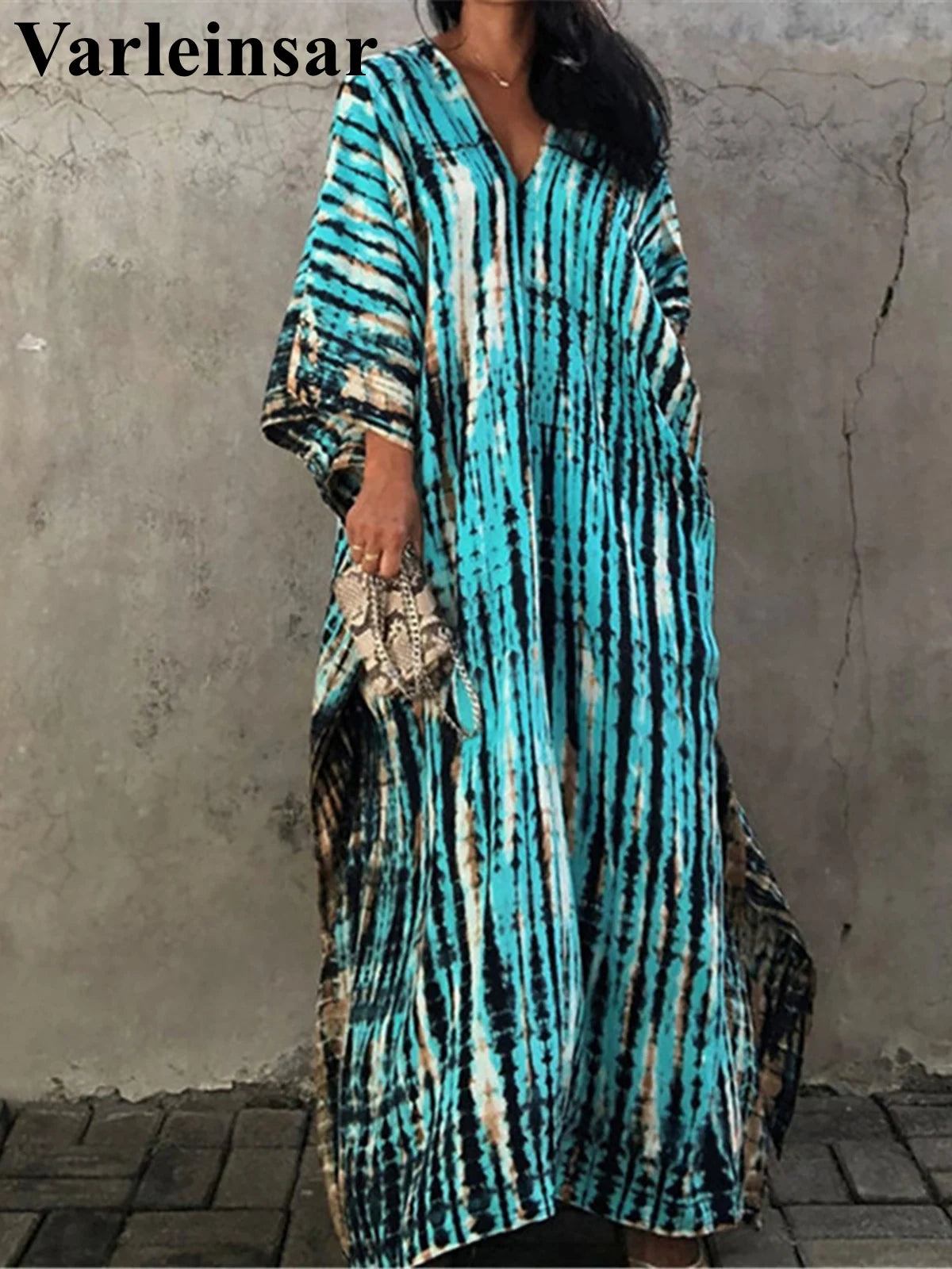Bohemian Striped Women's Dress, Boho Dress, Tie dye Beach Cover up