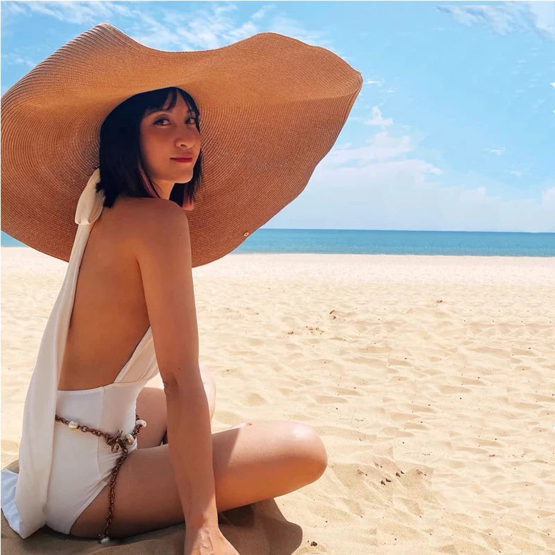 Large Wide Brim Sun Hats, Oversized Travel Straw Hat
