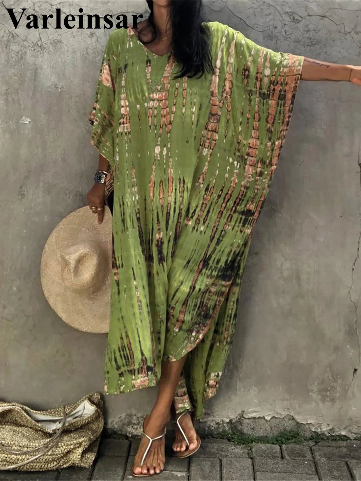 Bohemian Striped Women's Dress, Boho Dress, Tie dye Beach Cover up