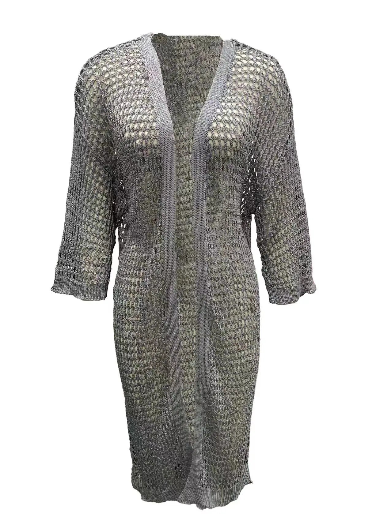 Summer Outer Jacket Knitted Long Cardigan, Sunscreen Clothing for Women Cover up