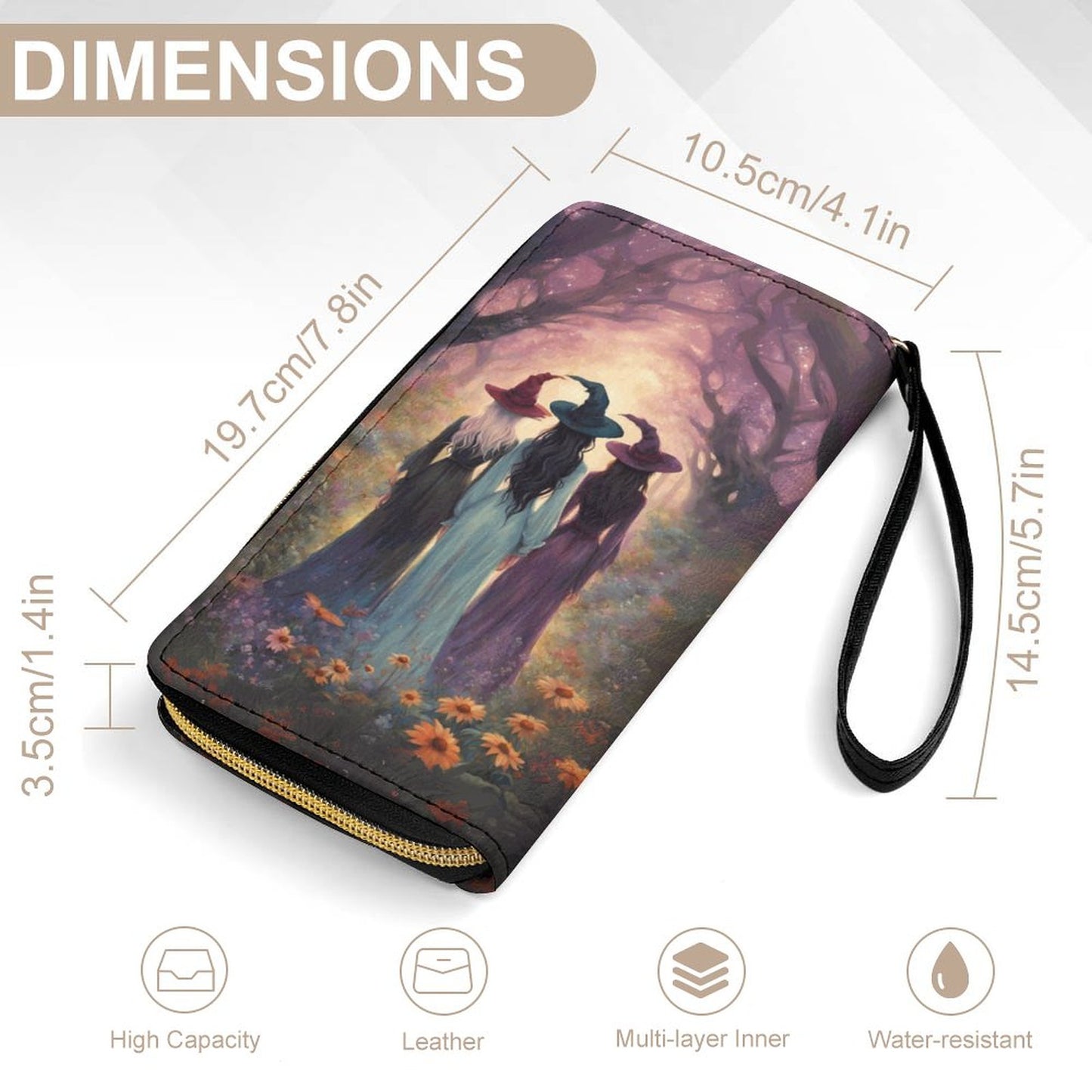 Sisterhood of the Witches Leather Wallet with Wristlet Strap