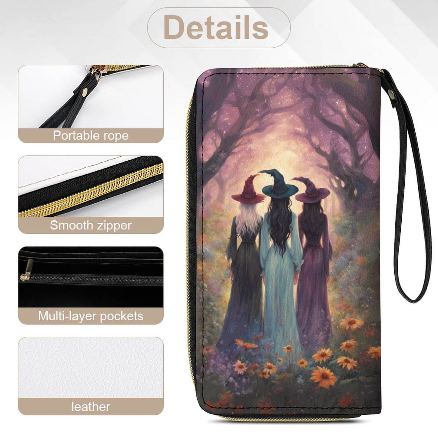 Sisterhood of the Witches Leather Wallet with Wristlet Strap