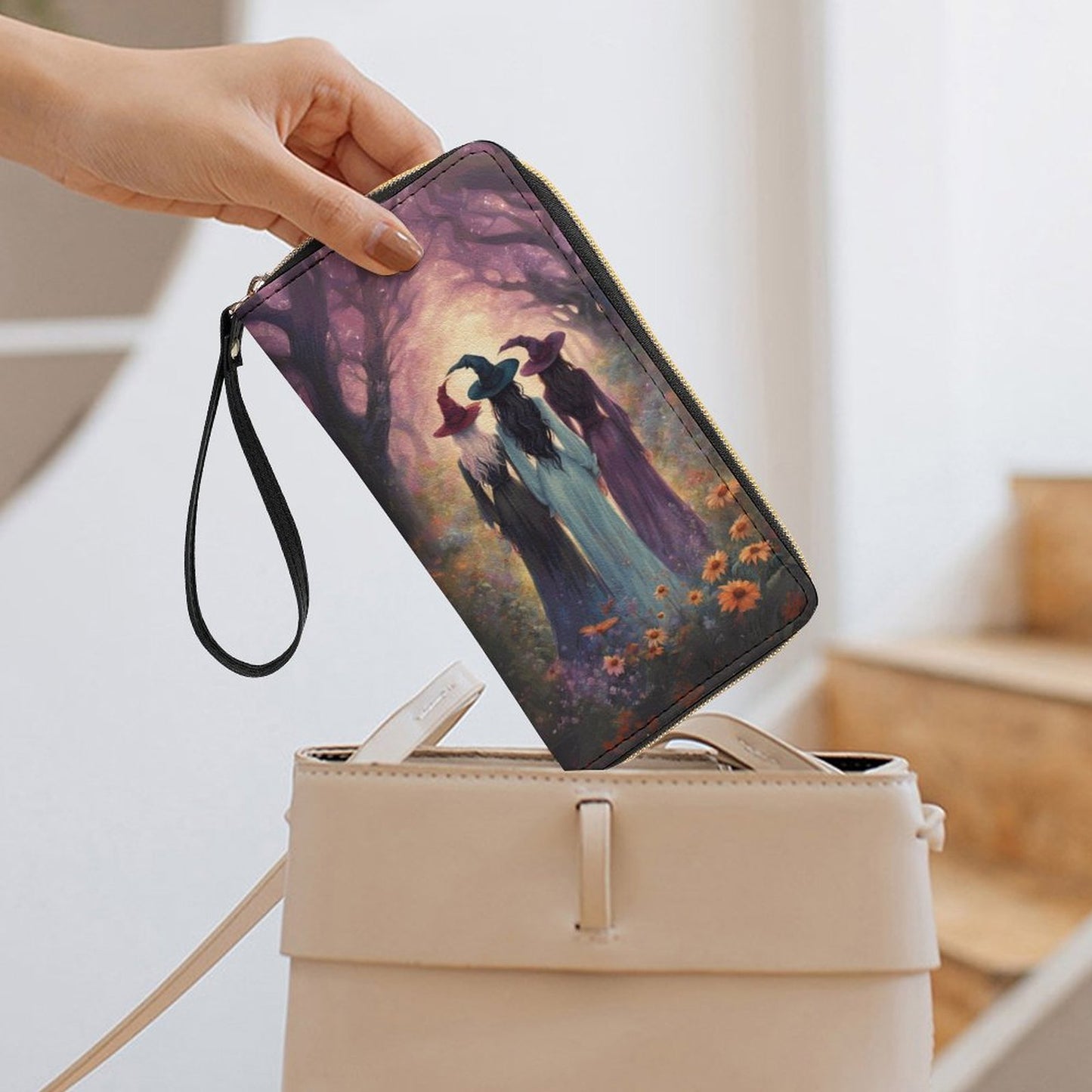 Sisterhood of the Witches Leather Wallet with Wristlet Strap