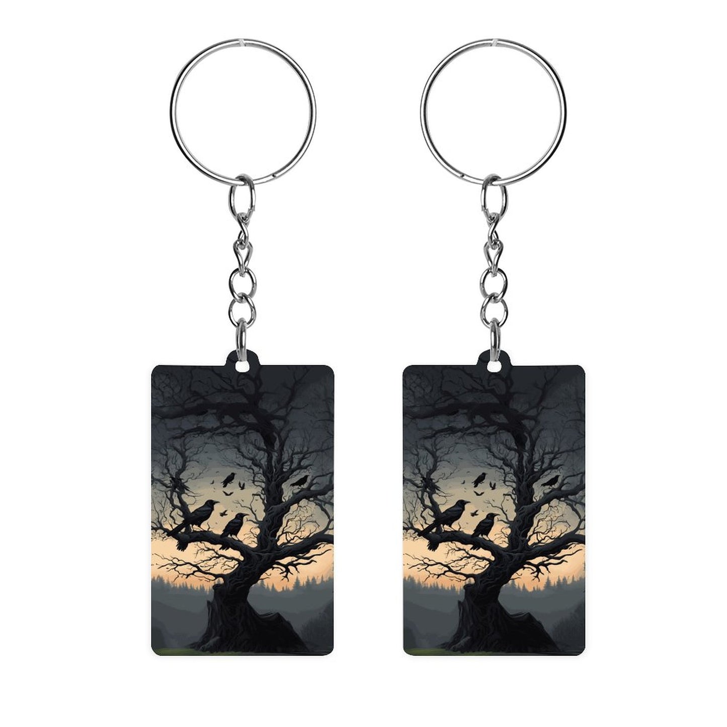 Spooky Crows Acrylic Keychain, Crowcore, gothic gift, raven spooky witchy case