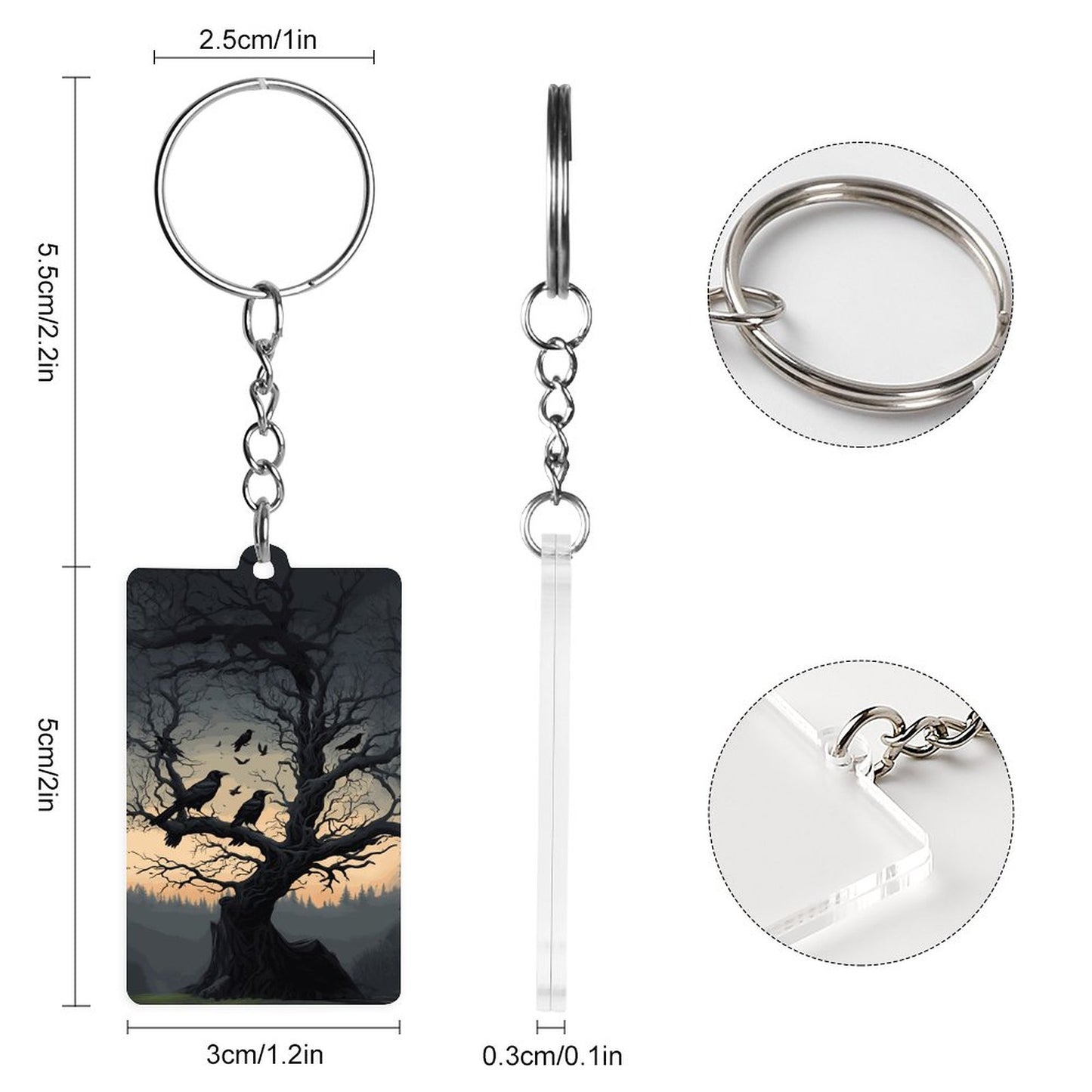 Spooky Crows Acrylic Keychain, Crowcore, gothic gift, raven spooky witchy case