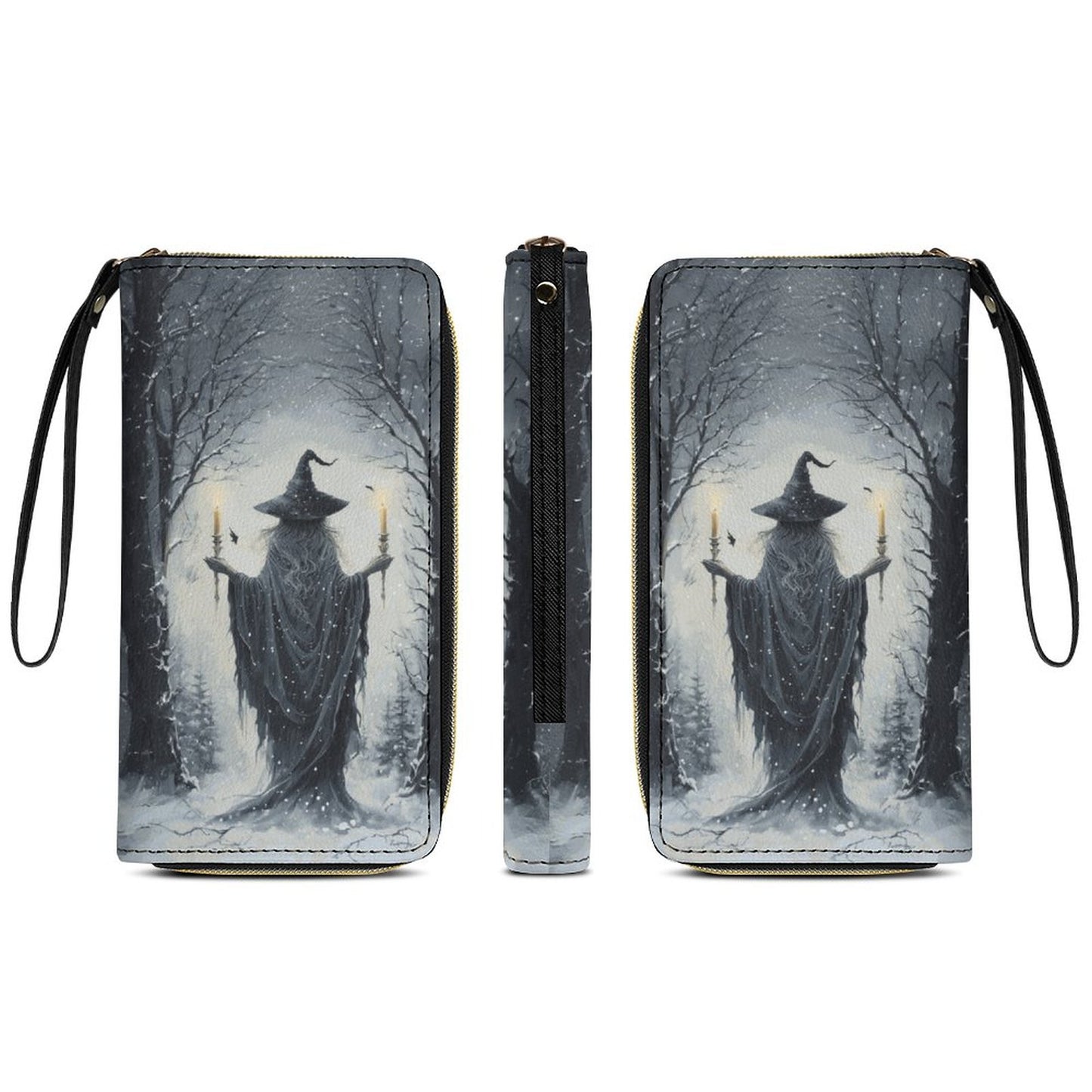 The Winter Witch Leather Wallet with Wristlet Strap