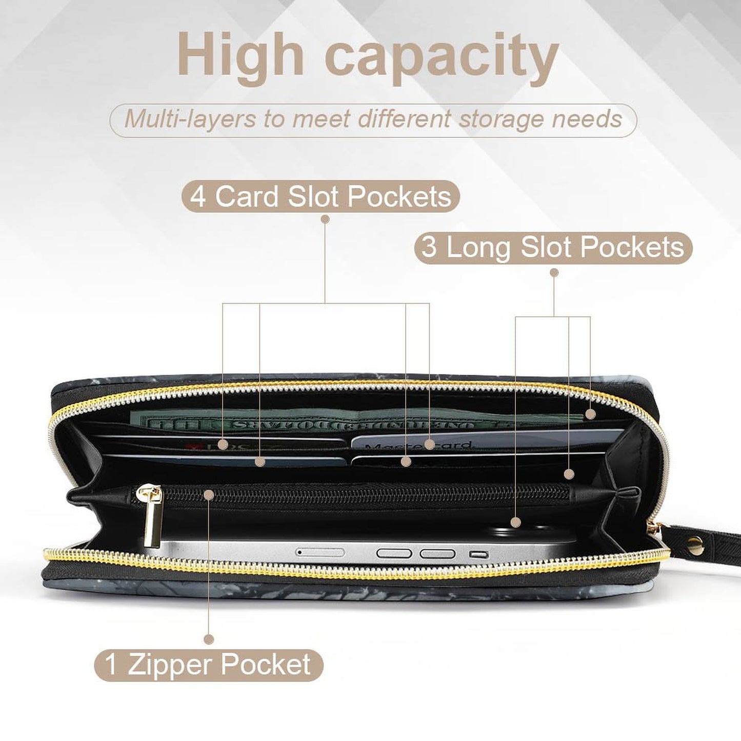 The Winter Witch Leather Wallet with Wristlet Strap
