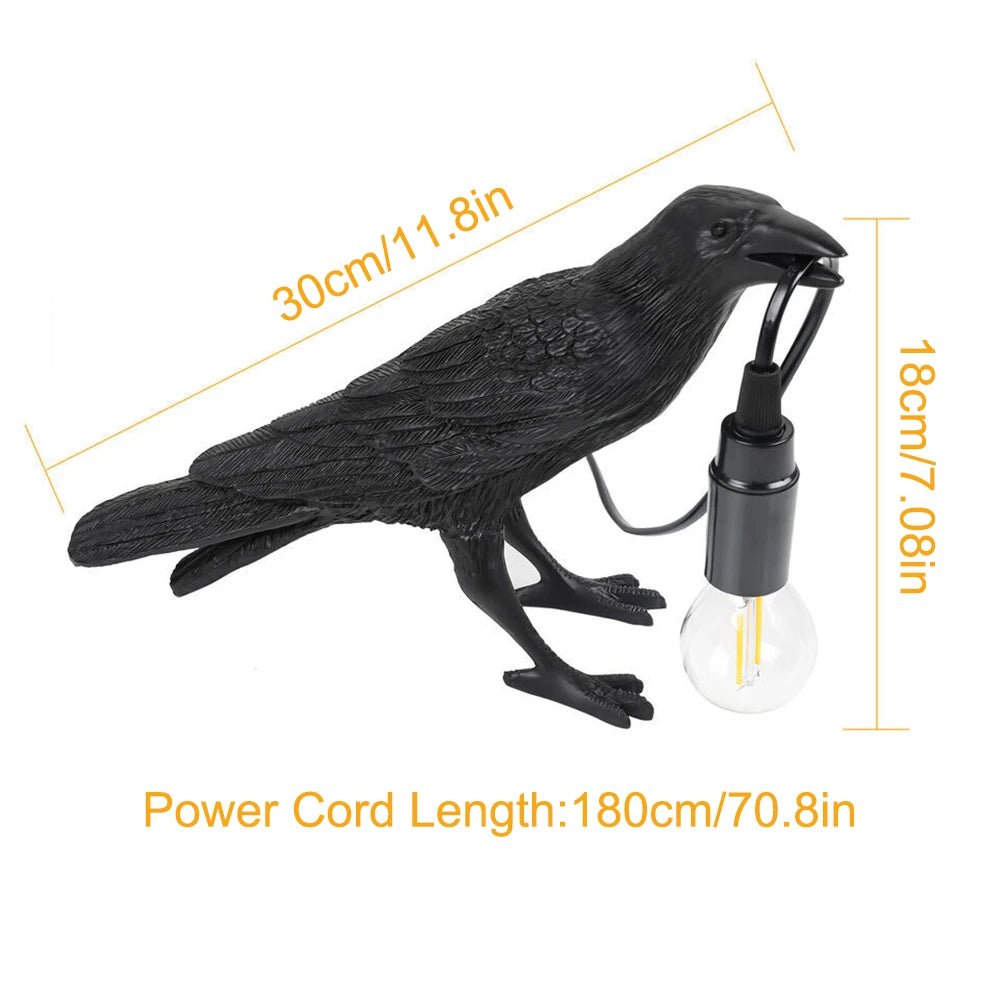 Unique Gothic Crow Lamp, With USB Line for Table Decor and Home Lighting