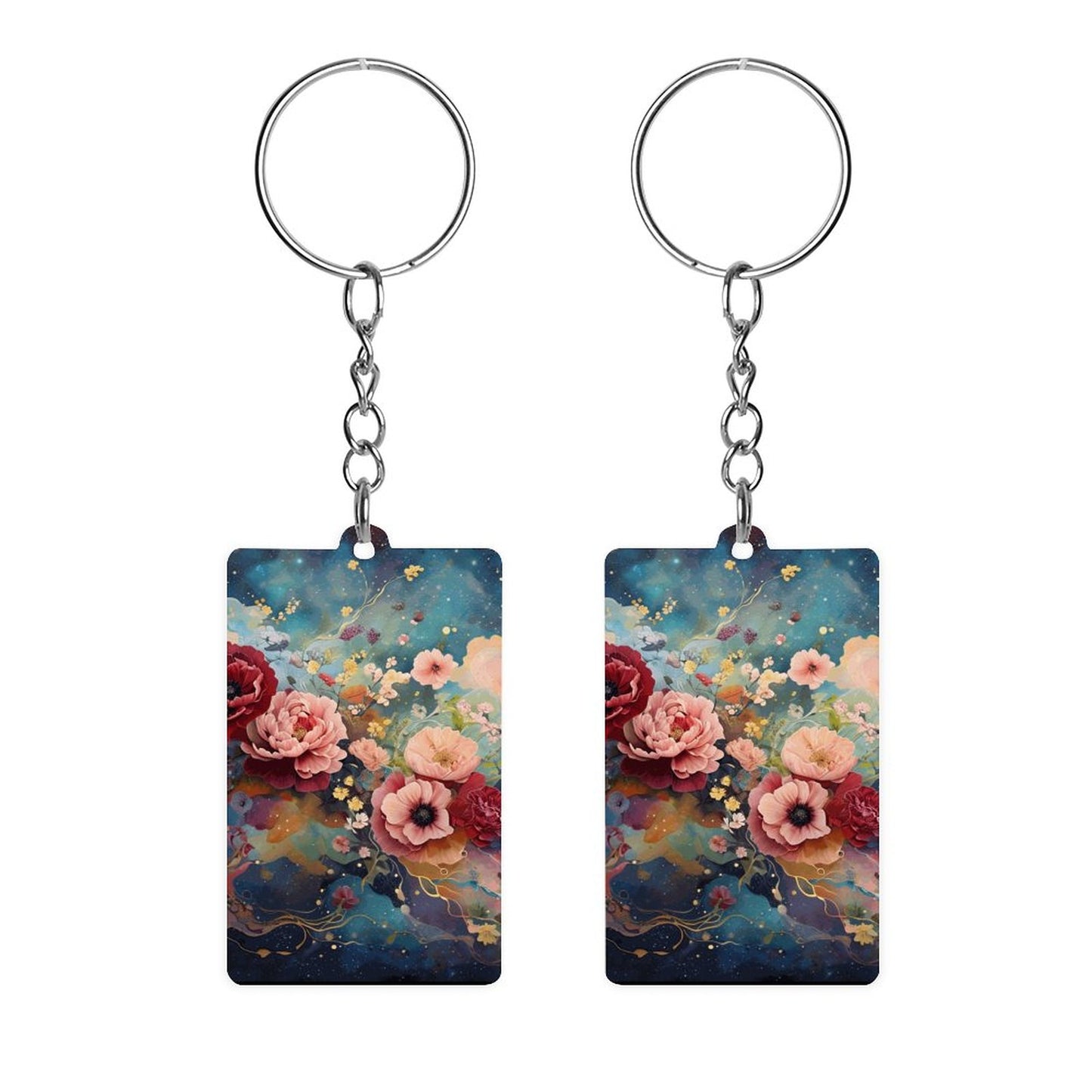 Victorian Rose Acrylic Keychain (Dual-sided Printing) Boho Rose Key Chain