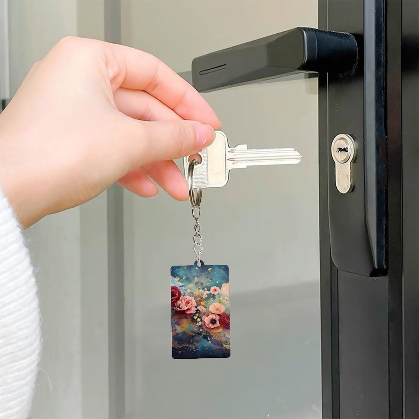 Victorian Rose Acrylic Keychain (Dual-sided Printing) Boho Rose Key Chain