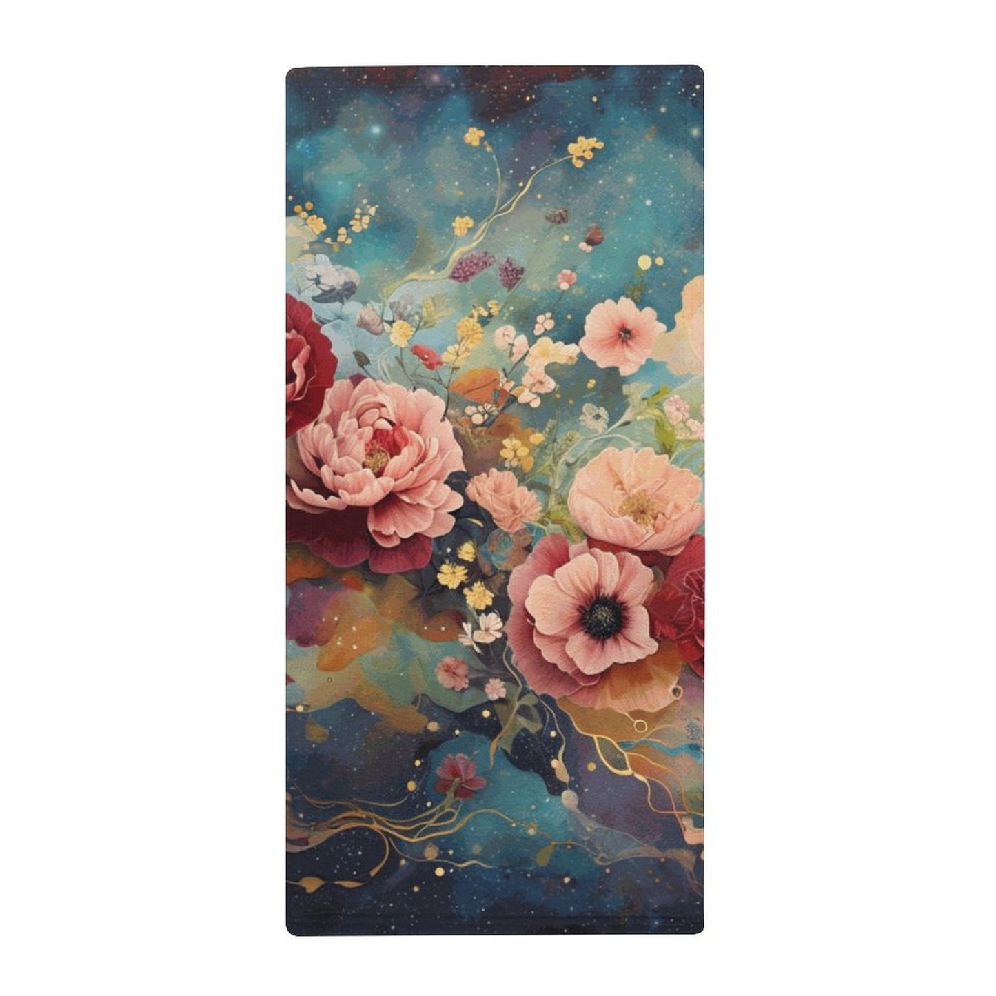 Victorian Rose Coral Velvet Towel, Dark Academia Floral Roses Hand Towel