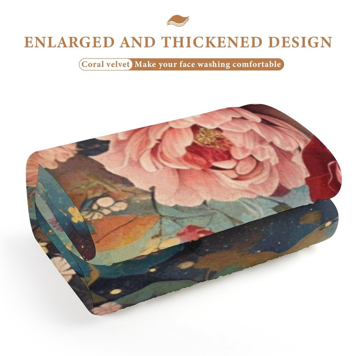 Victorian Rose Coral Velvet Towel, Dark Academia Floral Roses Hand Towel