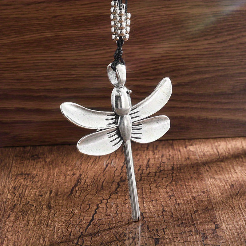 Vintage Beaded Dragonfly Pendant Necklace, Bohemian Style Accessories for Women
