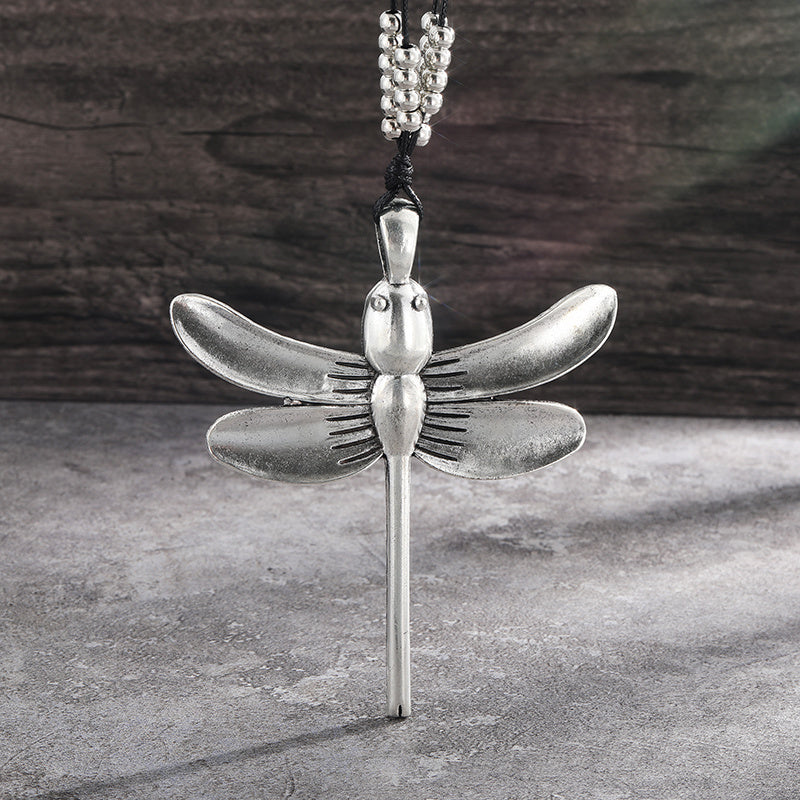 Vintage Beaded Dragonfly Pendant Necklace, Bohemian Style Accessories for Women