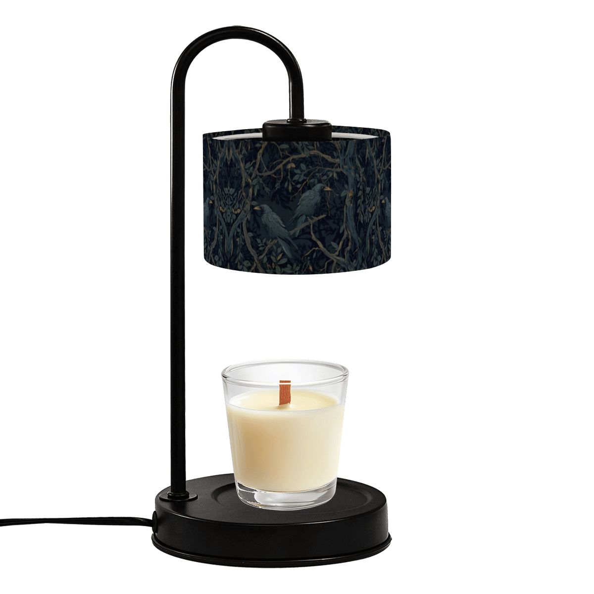 William Morris Inspired Crow Candle Warmer Lamp - Dark Academia Decor
