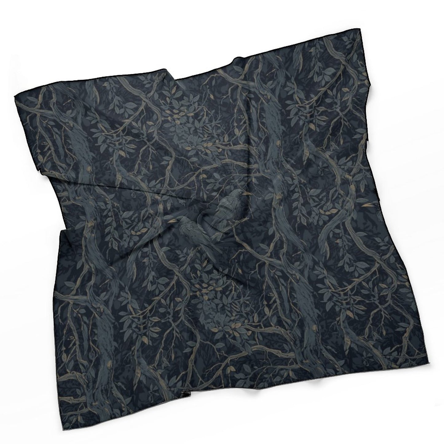 Dark blue fabric with branch pattern on a white background