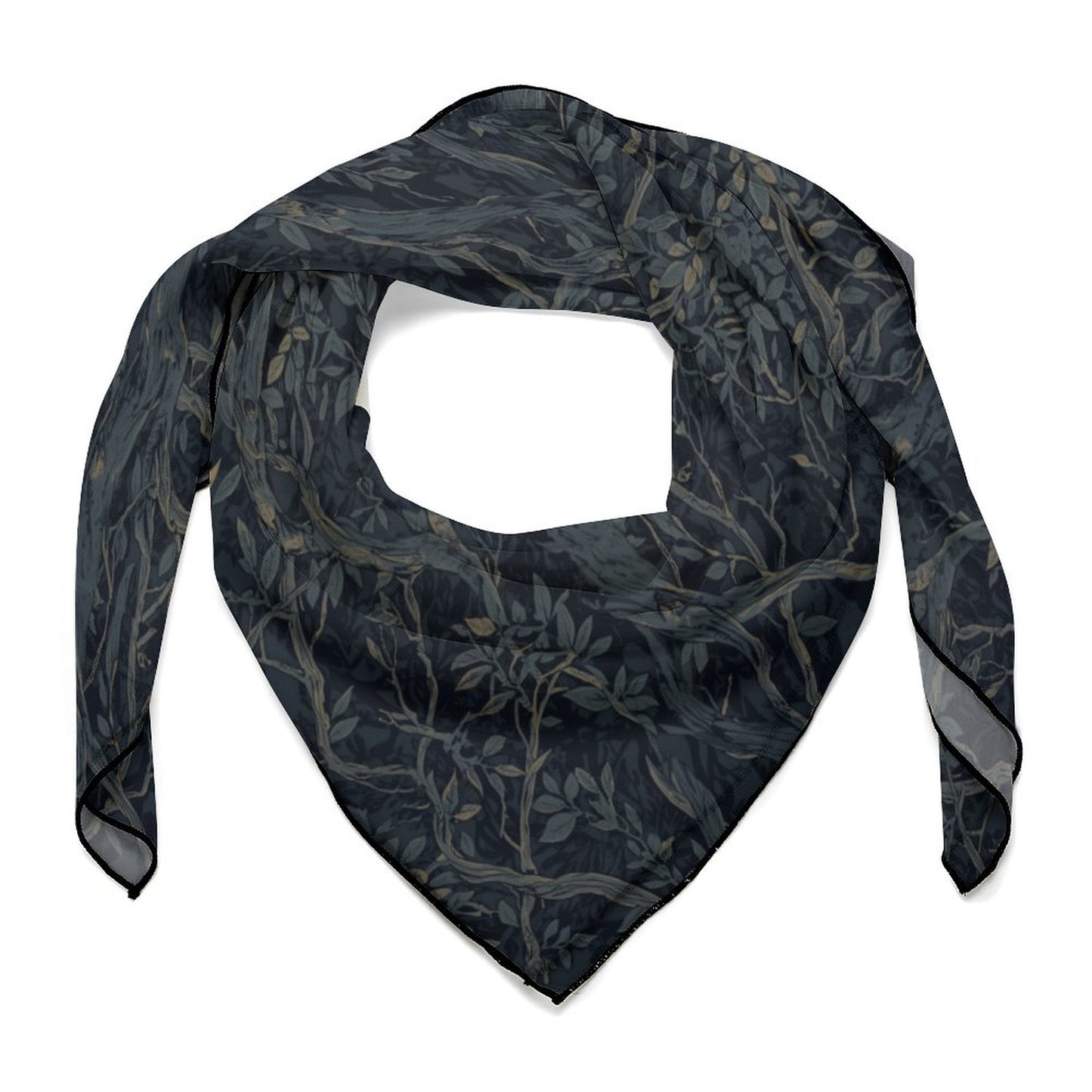 Dark patterned scarf on a white background
