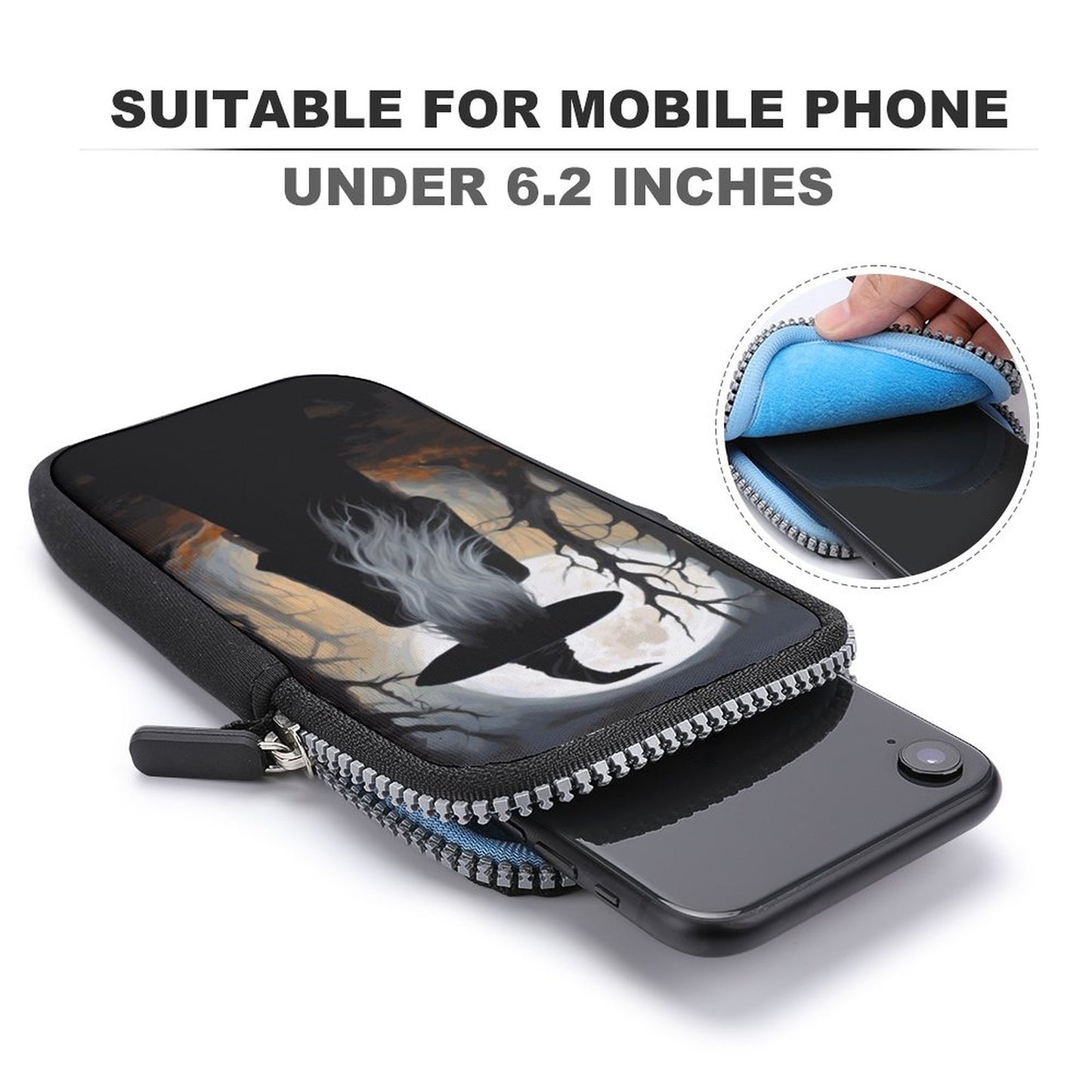 Wispy Wiccan Witch Cell Phone Crossbody Pouch, A Witchcore Accessory Phone Purse