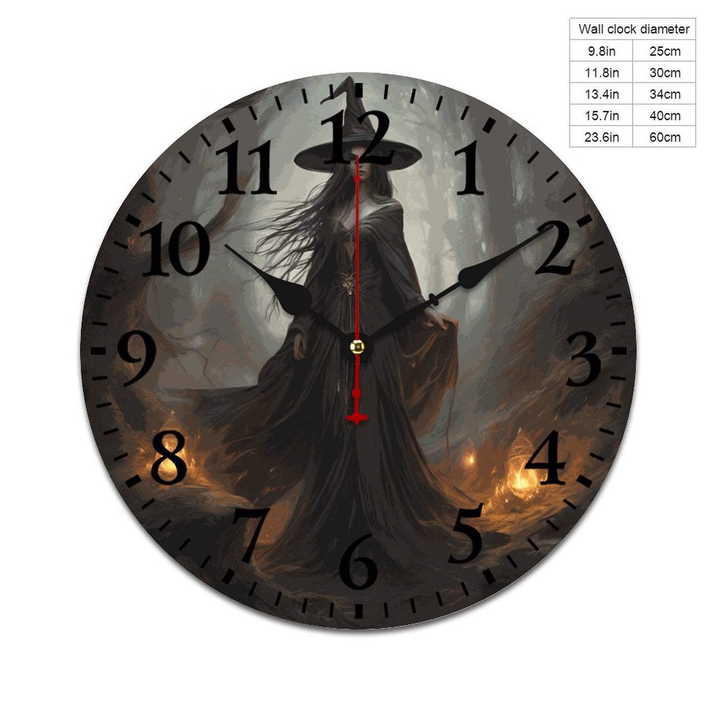 Witch Wooden Wall Clock: Halloween Haunted House Decor