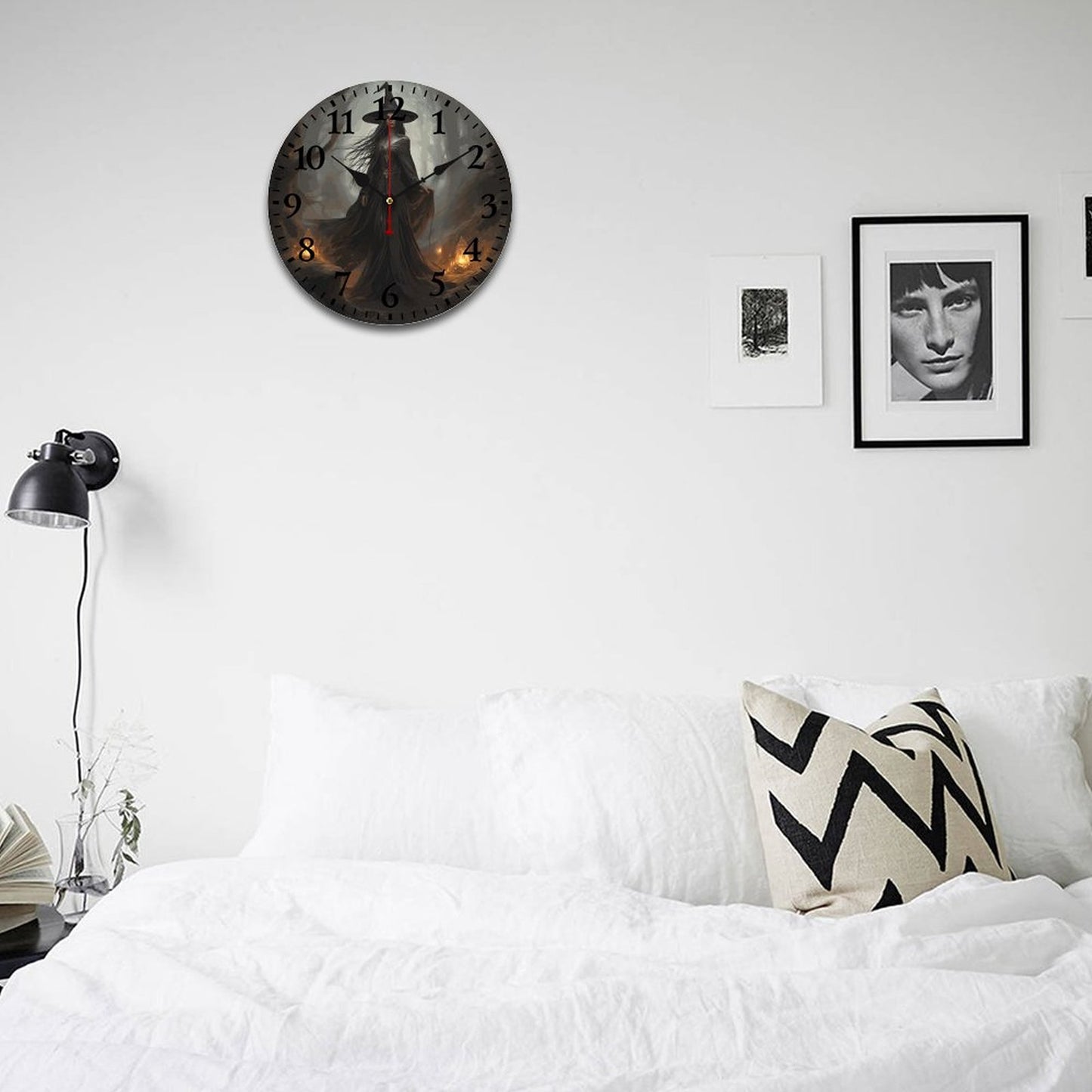 Witch Wooden Wall Clock: Halloween Haunted House Decor