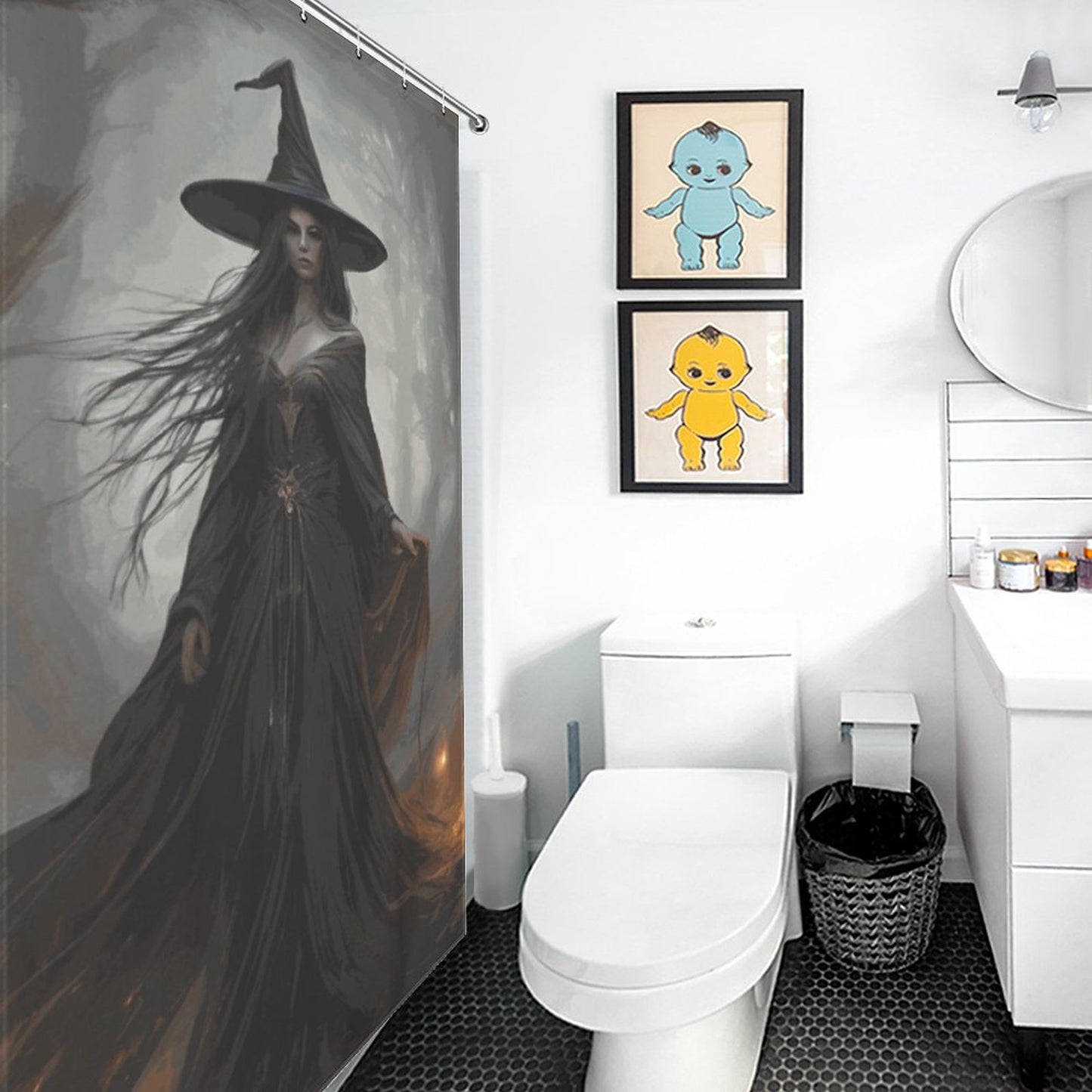 Witchy moon goddess Shower Curtain, Witchy Gifts winter solstice