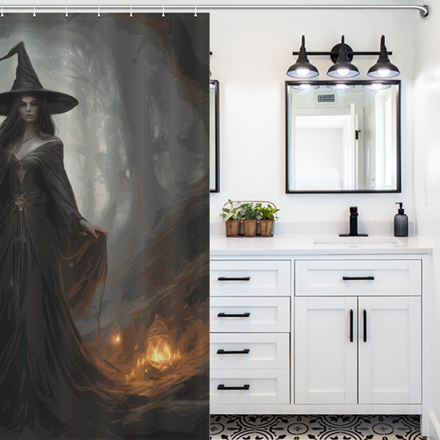 Witchy moon goddess Shower Curtain, Witchy Gifts winter solstice