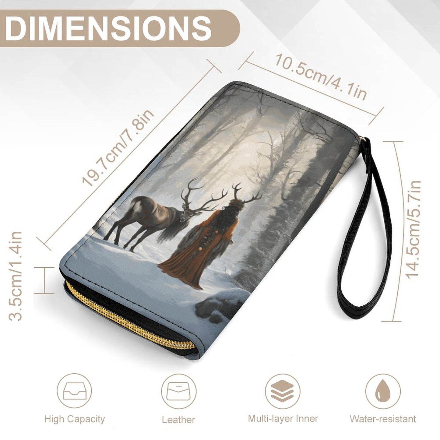 Yule Morning Witch Leather Wallet with Wristlet Strap