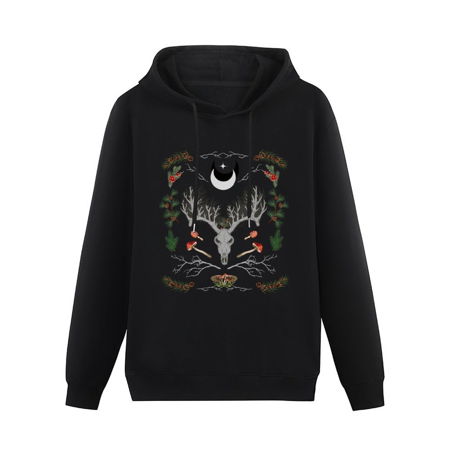 Yuletide Cotton Printed Hoodie - Winter Solstice Shirt, Goth X-Mas Clothing