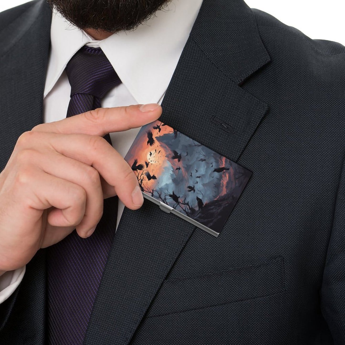 Murder of Crows Twilight Business Card Holder