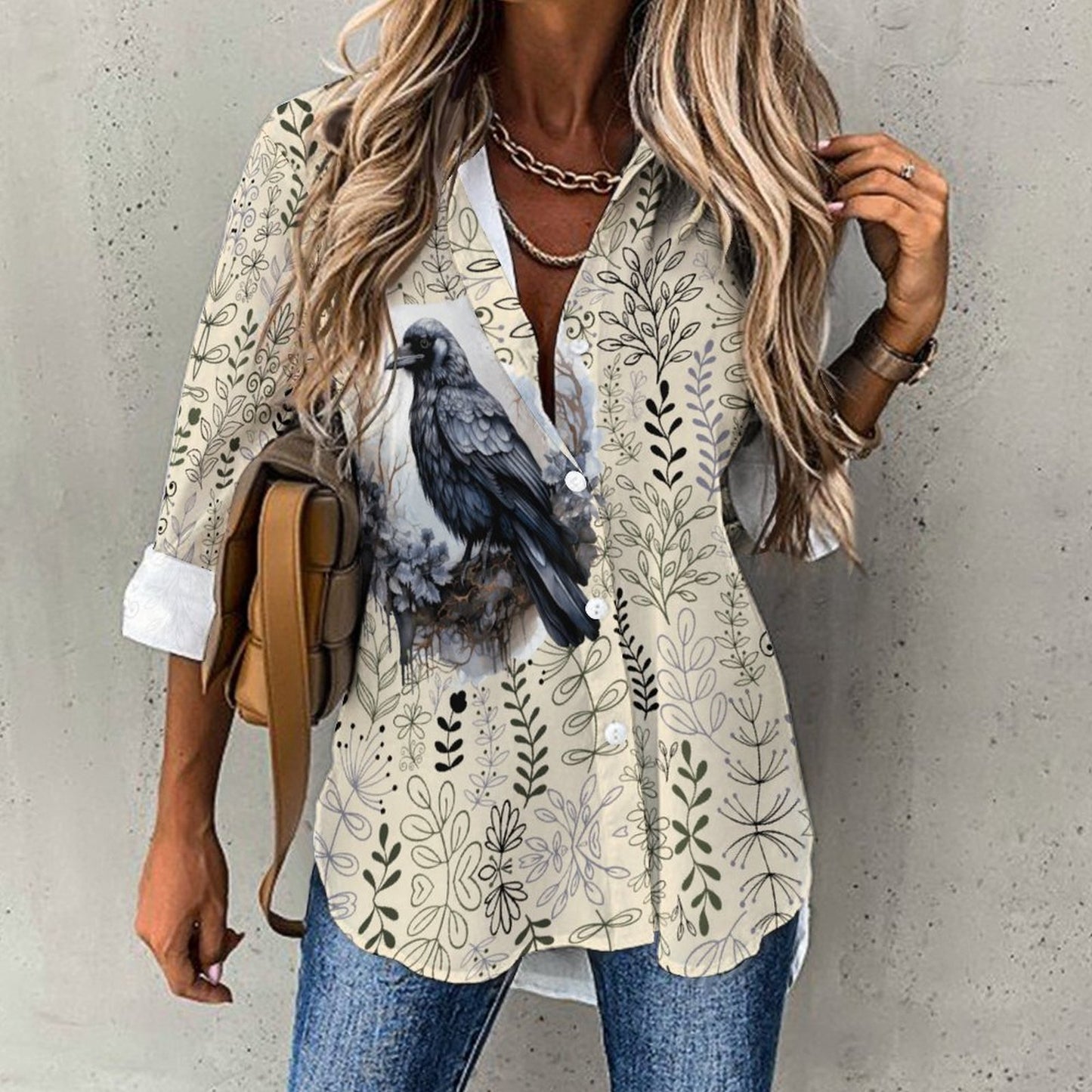 Asymmetrical Hem Shirt B648(All-Over Printing)