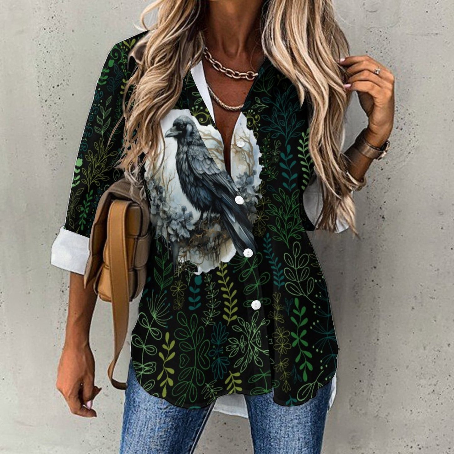 Asymmetrical Hem Shirt B648(All-Over Printing)