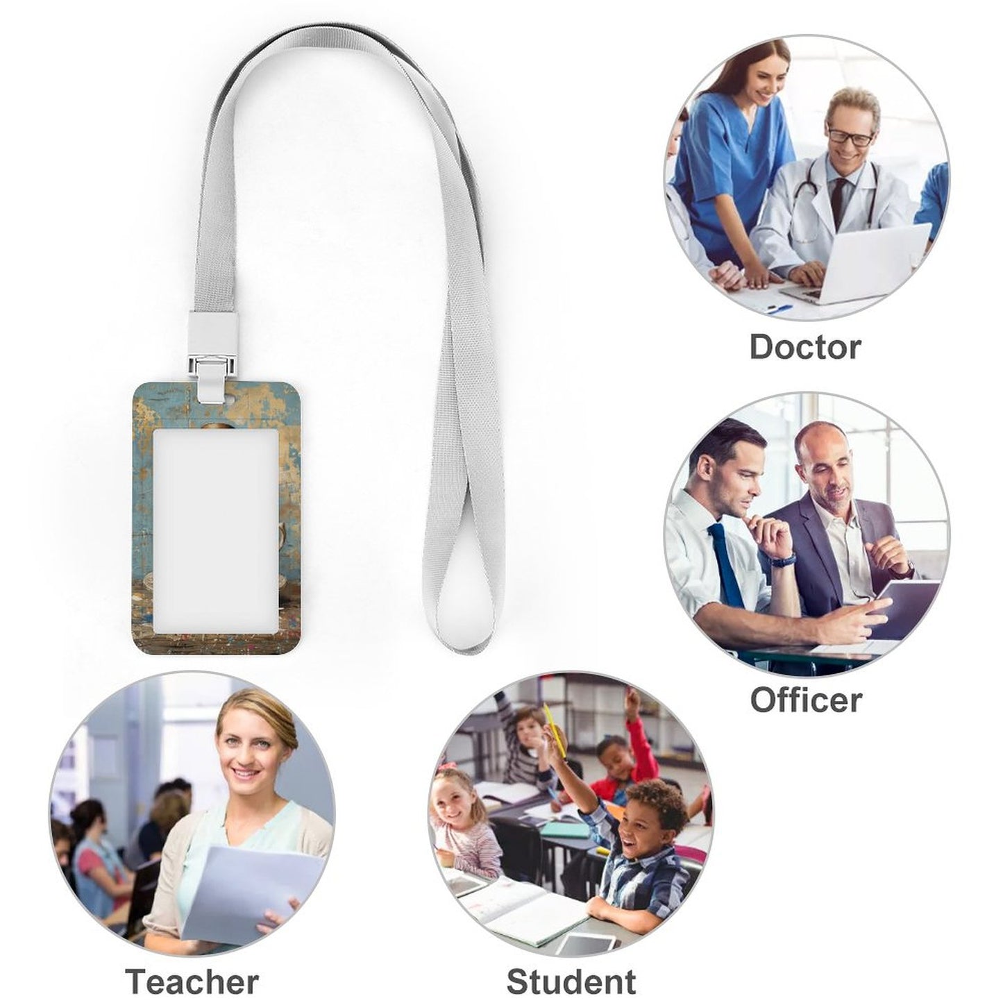 Mouse in Teacup Vertical ID Badge Holder