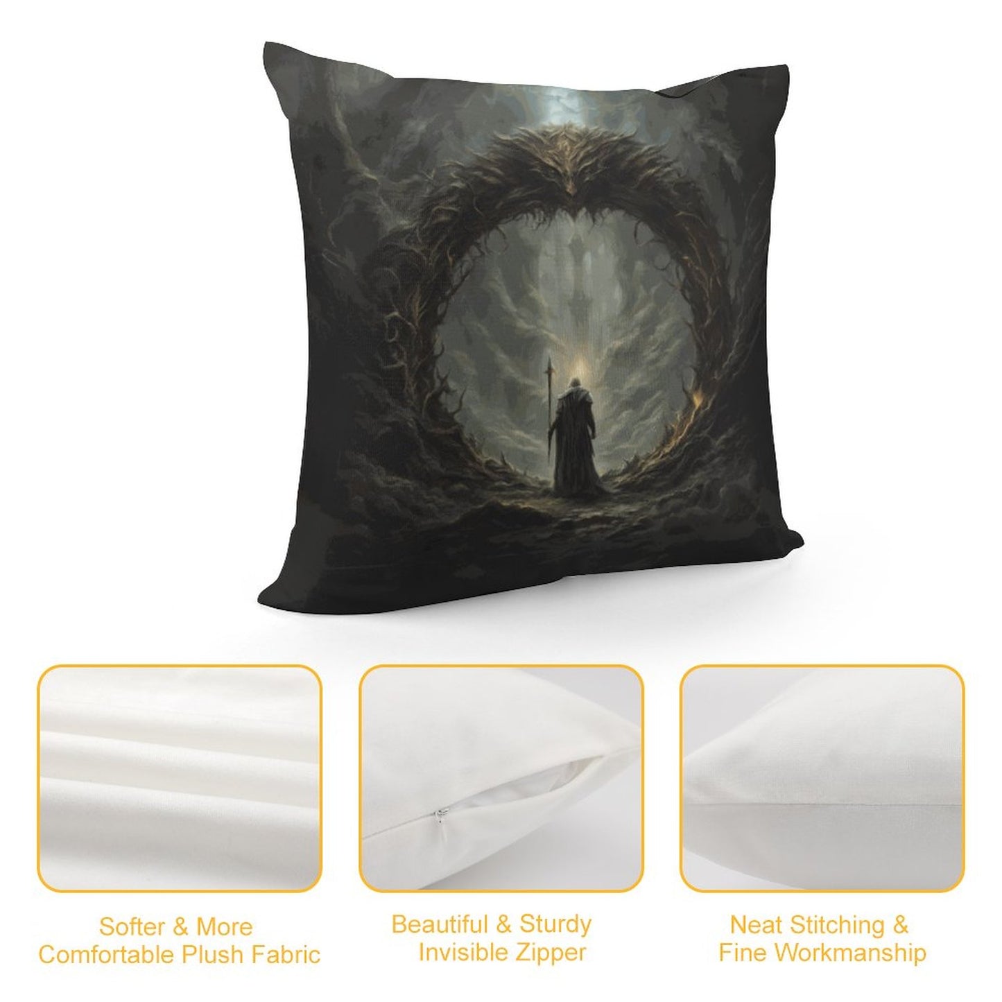 Elden Ring Gamer Plush Throw Pillow Cover: Dark Souls, Dragon Age Merch
