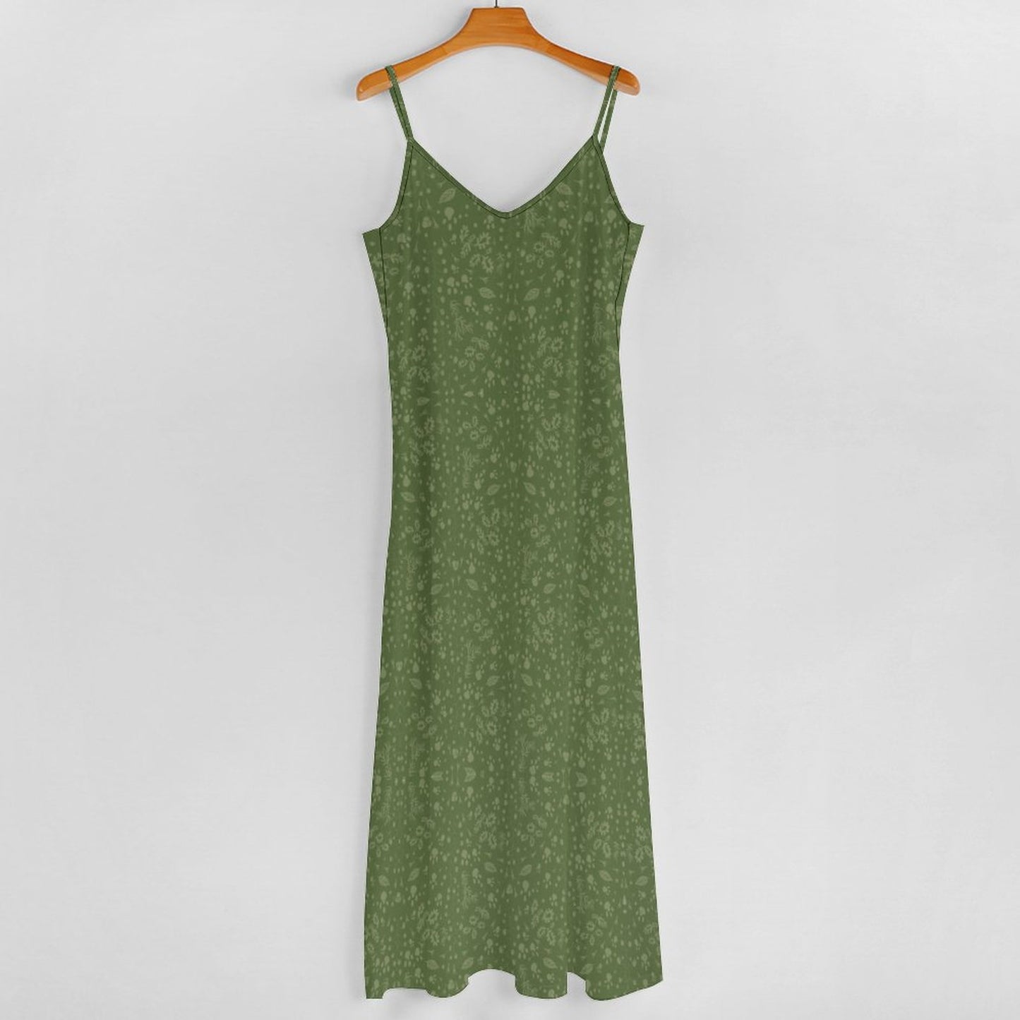 Green Floral Ankle-length Slip Dress BDQ (All-Over Printing)