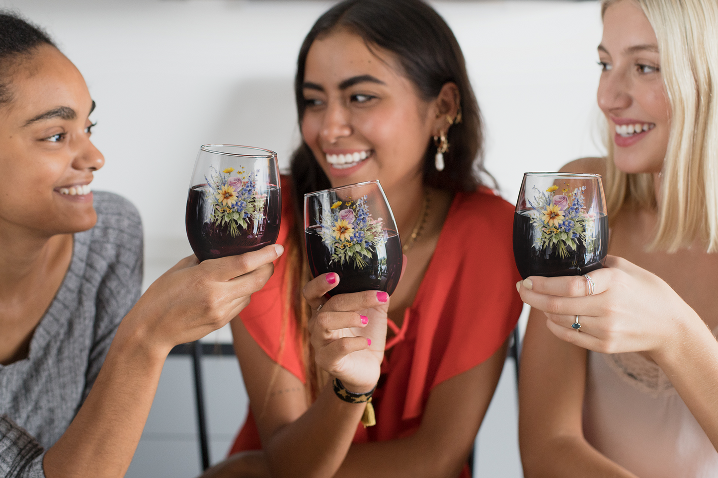 Born to be Wild wine glass, Wildflowers Stemless Wine Glass, 11.75oz - The Witchy Gypsy