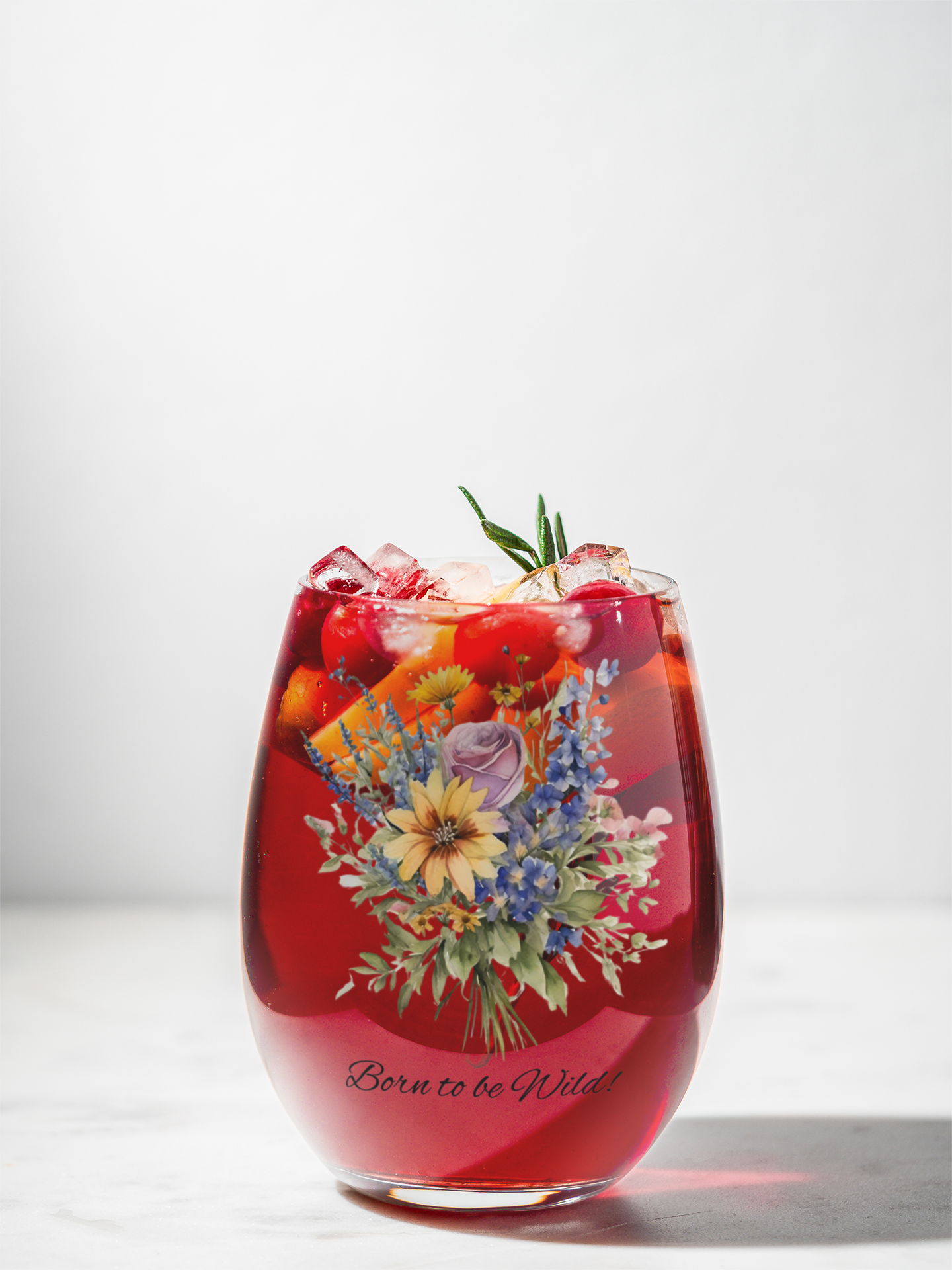 Born to be Wild wine glass, Wildflowers Stemless Wine Glass, 11.75oz - The Witchy Gypsy